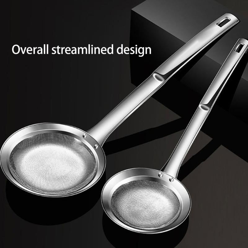 2pcs 304 Stainless Steel Grease Skimmers Spoon Fine Mesh Colander For Efficient Foam Removal Cooking Accessories