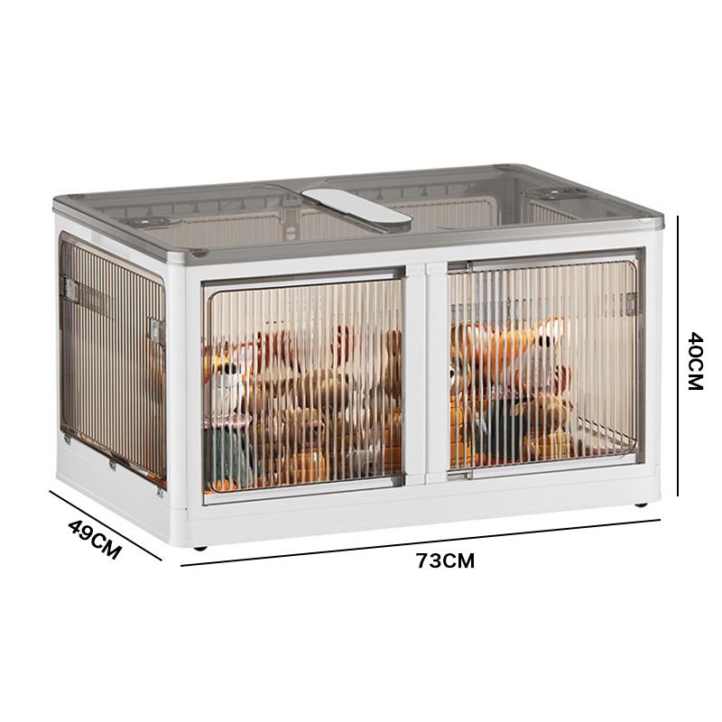 Large Capacity Storage Box Foldable Storage Cabinet with Wheels PP Transparent Sundries Storage Bin Book Toy Cloth Organizer Box