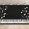 2D Blackboard Music Theme Backdrop Piano Keys and Notes for Musician Party Background