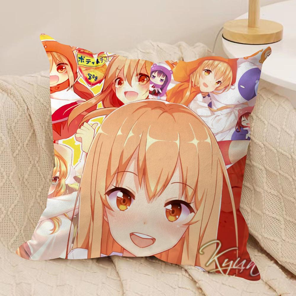 Umaru Doma Anime Cushion Cover Soft Plush Fabric Double-Sided Printed Sofa Cushion Cover for All Seasons Home Decor Gift