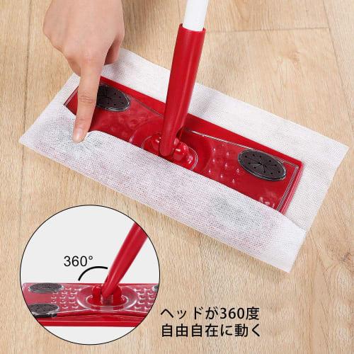 Eyliden Floor Wiper, Floor Mop, Red, Joint Type, Cleaning Tool, Floor Wiper, Cleaning Sheet, Pack of 10 Dry Sheets