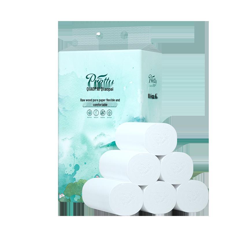 50 Rolls Coreless Large Household Toilet Paper Pack - Wood Pulp, Portable, Hand Wiping
