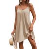 Women Sleeveless Summer Dress Lightweight Casual Loose Fit Mini Dress with Adjustable Spaghetti Straps for Vacation Beachwear