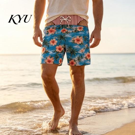 Comfortable Elastic Waist Shorts Funny Hairy Butt Shorts, Men Leg Illusion Beach Quick Dry Pool Swim Trunks with Pockets for Parties, Sports,