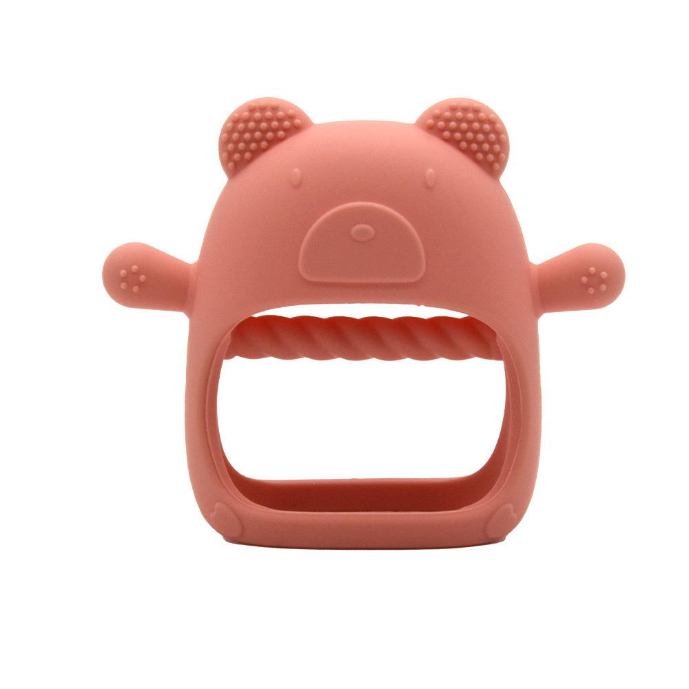 Food Grade Silicone Baby Chewing Toy Baby Teething Toys 6+ Months Anti Dropping Baby Hand Teether Bear Teether OEM Customized