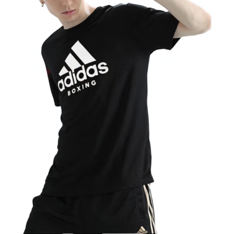 Adidas Color Block Letter Print Design Comfortable Pullover Short Sleeve T-Shirt Men Tops Black ADICTB-BW