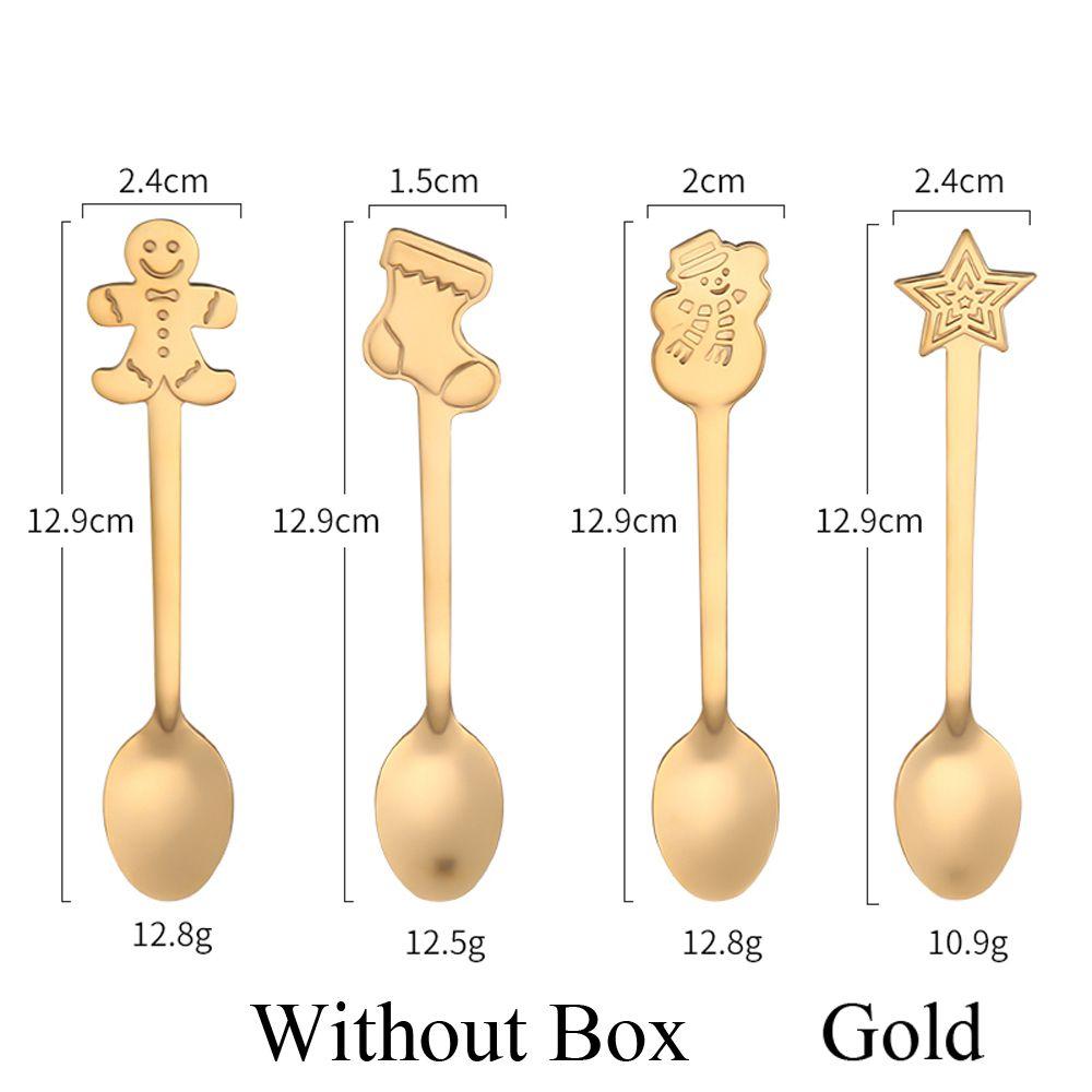 

Kitchen & Dining Stainless Steel Snowman Tableware Tea Scoops Christmas Coffee Spoons Kids Spoon Gold without box