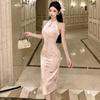 Velvet Spicy Girl Slim Sleeveless Qipao Dress
