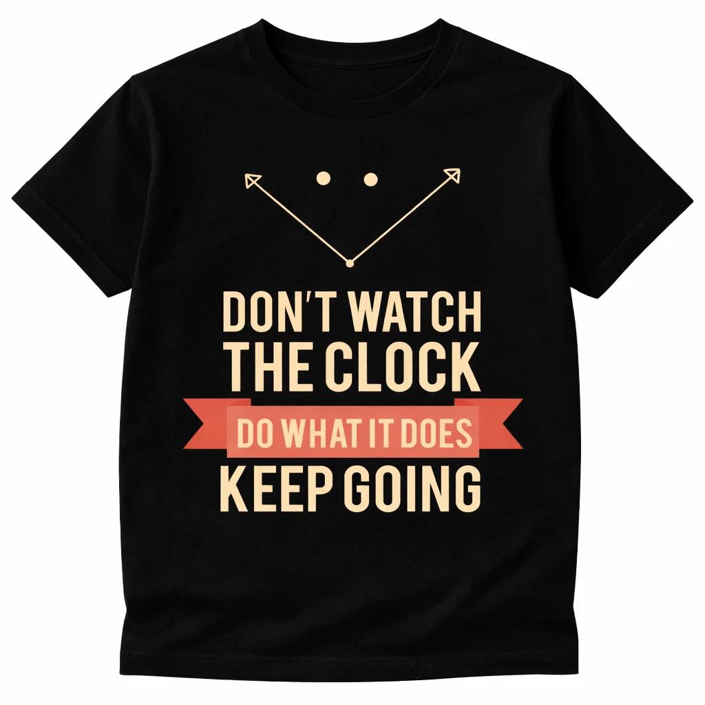 Motivational Quote T Shirt Don’t Watch the Clock Keep Going Inspirational Tee L