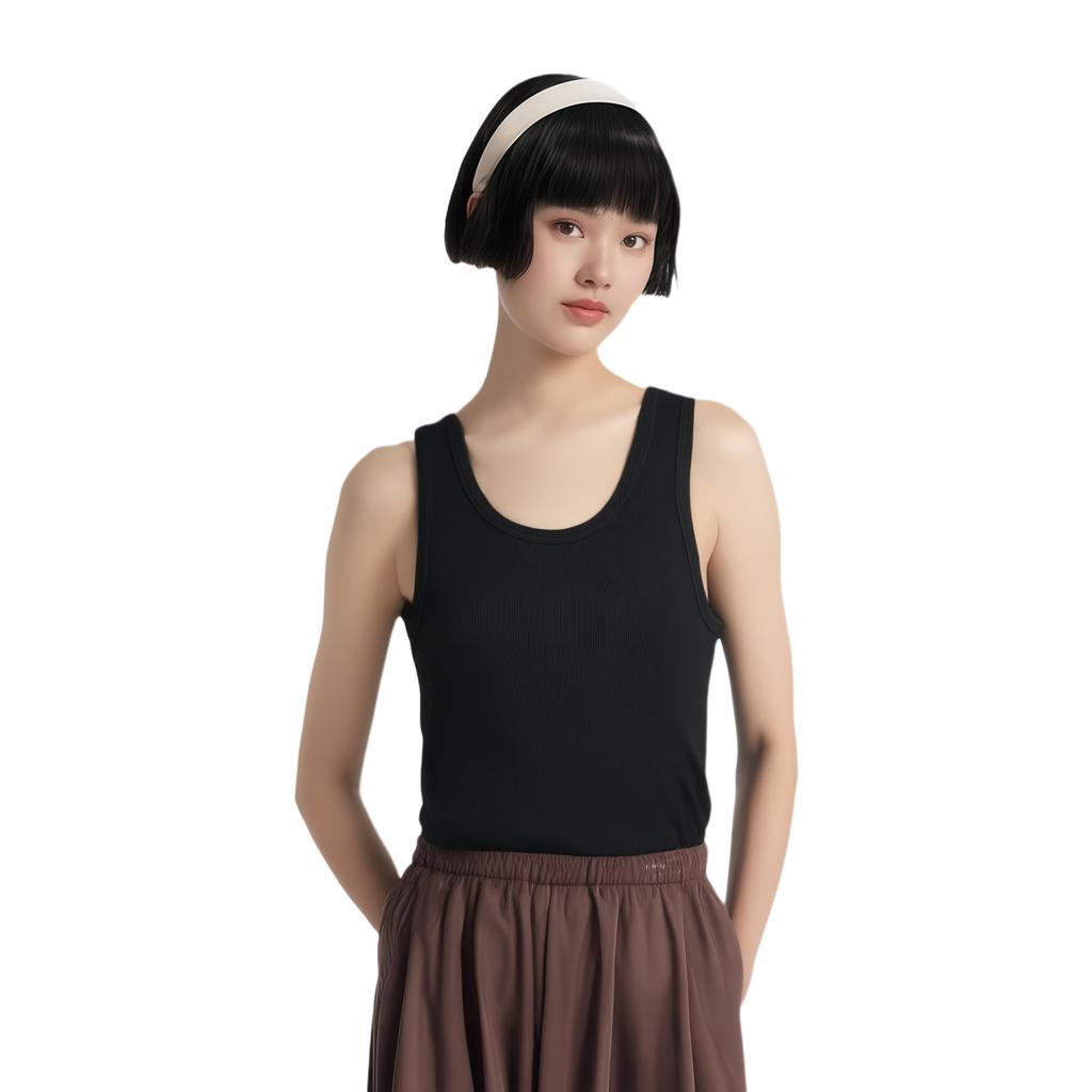 Uniqlo Solid Color Round Neck Pullover Vest Unisex Vests Black 455358-09