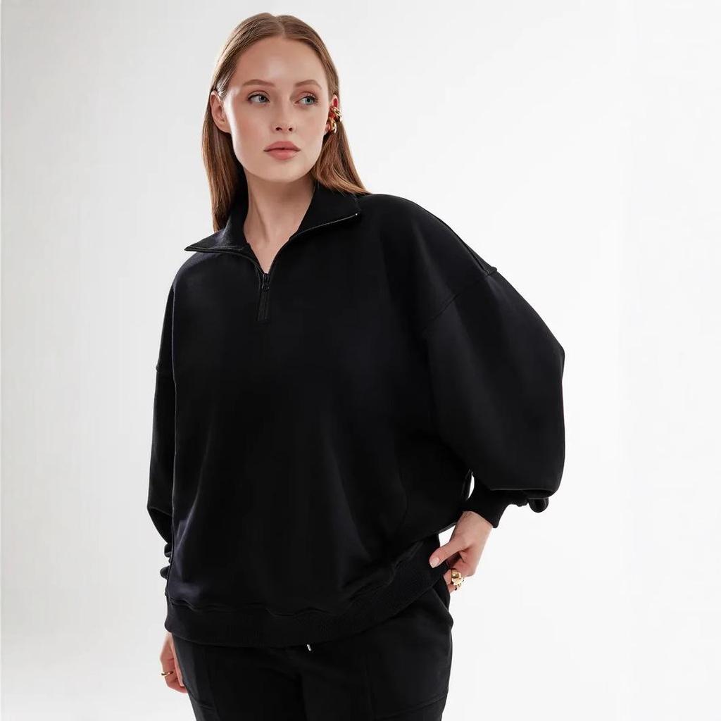 Long-Sleeve Slimming Lapel Hoodie: European & American Style, Plus Velvet, Thickened, Loose Fit, Autumn & Winter Zipper Jacket