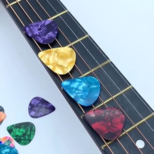 Set of 20 Guitar Picks, Various Thicknesses, Teardrop Shape, Non-Slip, Assorted Colors (0.81mm/20-Pack)