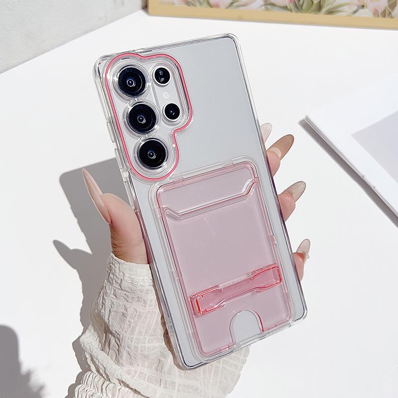 

Fashion Photo Wallet Pocket Bracket Phone Case For Samsung Galaxy S22 S23 S24 S25 Ultra Card Slot Bag Soft Back Cover Galaxy S24 Ultra