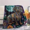 Retro Purple Flower Animal Print Flannel Blanket,High Quality Comfortable for All Seasons,Home Decor,Warmth and Comfort,Perfect for Christmas Gifts