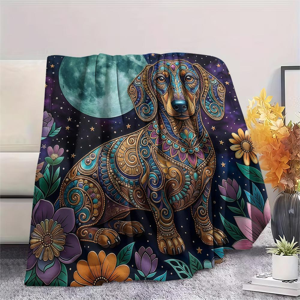 Retro Purple Flower Animal Print Flannel Blanket,High Quality Comfortable for All Seasons,Home Decor,Warmth and Comfort,Perfect for Christmas Gifts