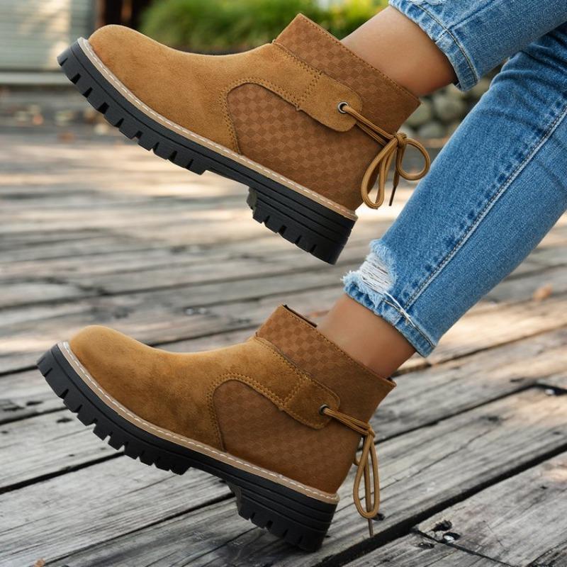 Stiefel mit grobem Absatz, kurze Stiefel, Damen, Herbst und Winter, neu, große Größe, runde Spitze, seitlicher Reißverschluss, Damen-Martinsstiefel