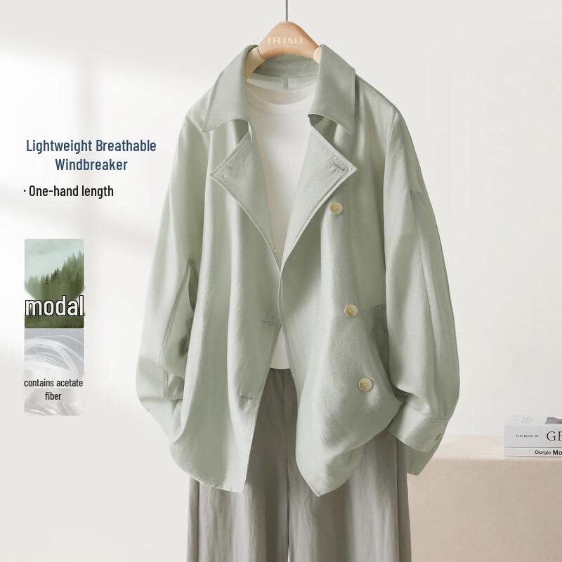 IHIMI Women s Acetate Modal Relaxed Trench Coat L