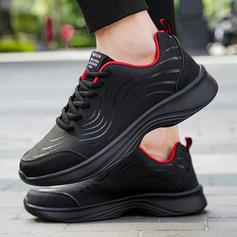 Fashion Running Shoes Men Big Size Casual Outdoor Flat Comfortable Walking Leather Tennis Shoes Lace-up Cheap Sneakers Man