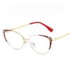 New metal square flat glasses women's European and American cat eye anti-blue light glasses frame fashionable retro high-end glasses