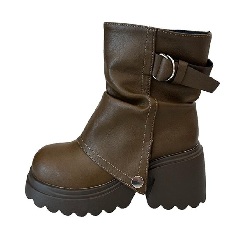 Fashion High Heels Women Platform Ankle Boots Designer Elegant Buckle Shoes 2025 Winter New Short Boots Dress Party Pumps Fad Zapatillas