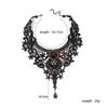 Fashion Vintage Gothic Choker Necklace Black Lace Beaded Collar Steampunk Style Layered Gemstone Pendant for Women Jewelry