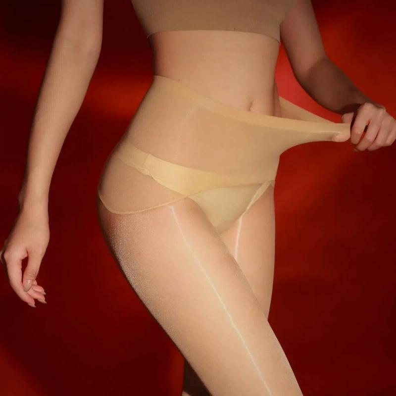 Wide Waist High Rise Summer Hosiery Women Aurora Sparkly Seamless Tights Shaping Legs Smooth Silk Pantyhose Dance Clubwear