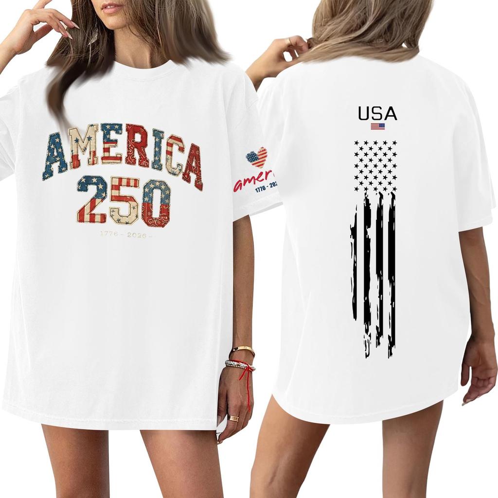 Women's Casual Fashion Round Neck Casual Print Short Sleeve T-Shirt Top