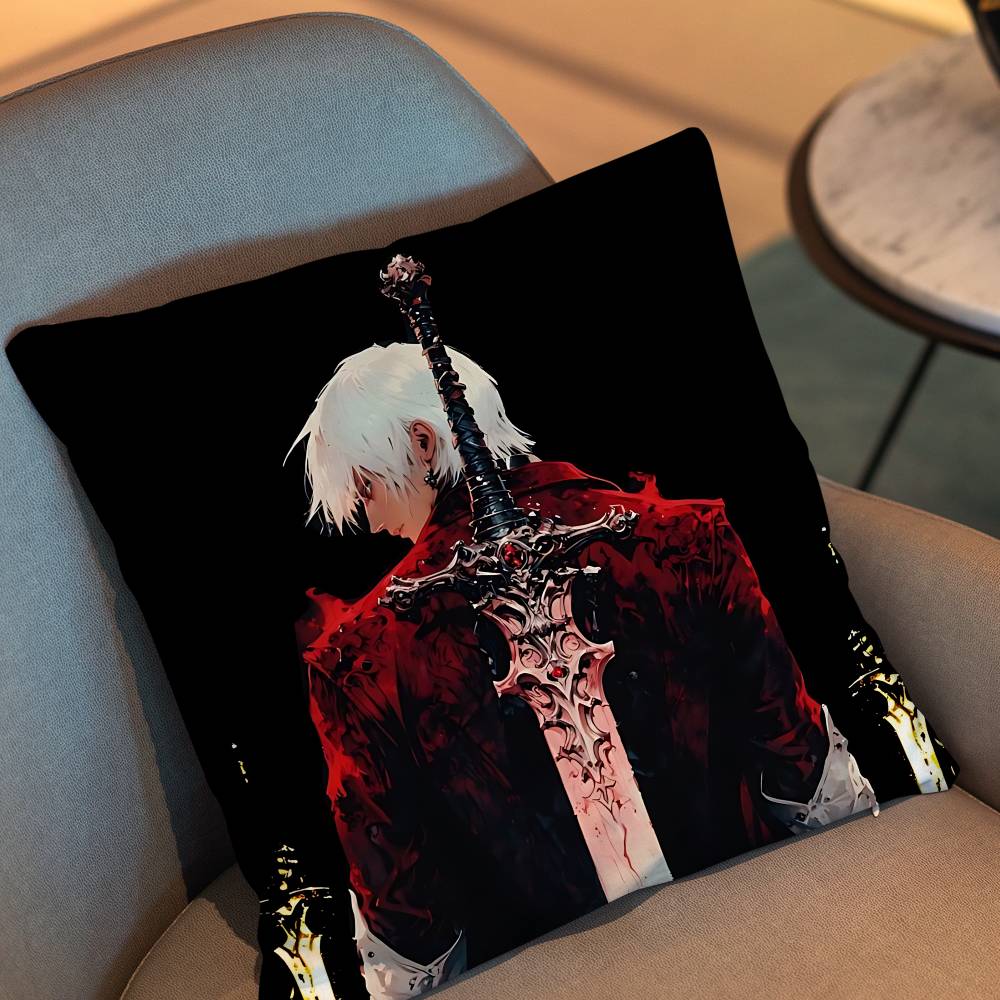 Dante Devil Game May Cry Dmc Vergil Pillow Case Office Cushions Suitable For Sofa Car Bedroom Decorative Cushion Cover