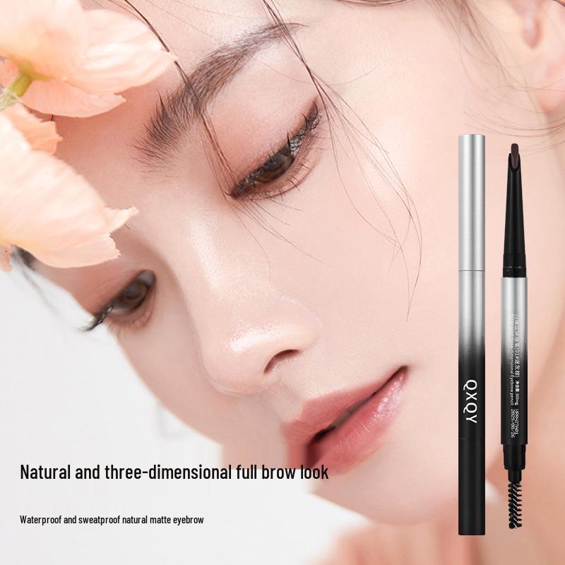 QXQY Blade 3D Eyebrow Pencil: Natural strokes, long-lasting, waterproof, sweatproof, dual-ended for flawless 3D brows.