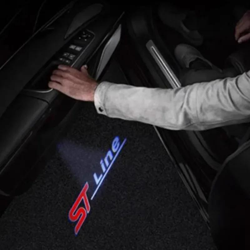 cjdlpw1 2pcs ST Line Logo Car Door HD LED Lamps Projector Courtesy Welcome Lights For Ford Mondeo Kuga Focus Fiesta