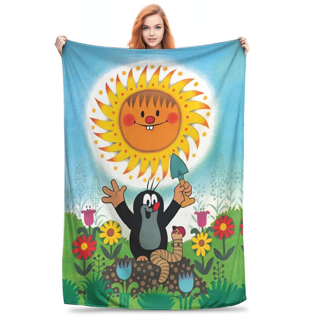 Die kleine Maulwurf Decke Super Weiche Grafische Plüschdecke für Mädchen Jungen Wohnkultur Flanell Tagesdecke Bettbezug