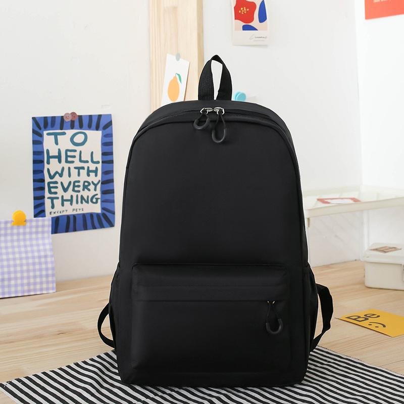 New Nylon Simple School Backpack For Primary School Students Solid Color Unisex Outdoor Backpack Large Capacity Casual Backpack