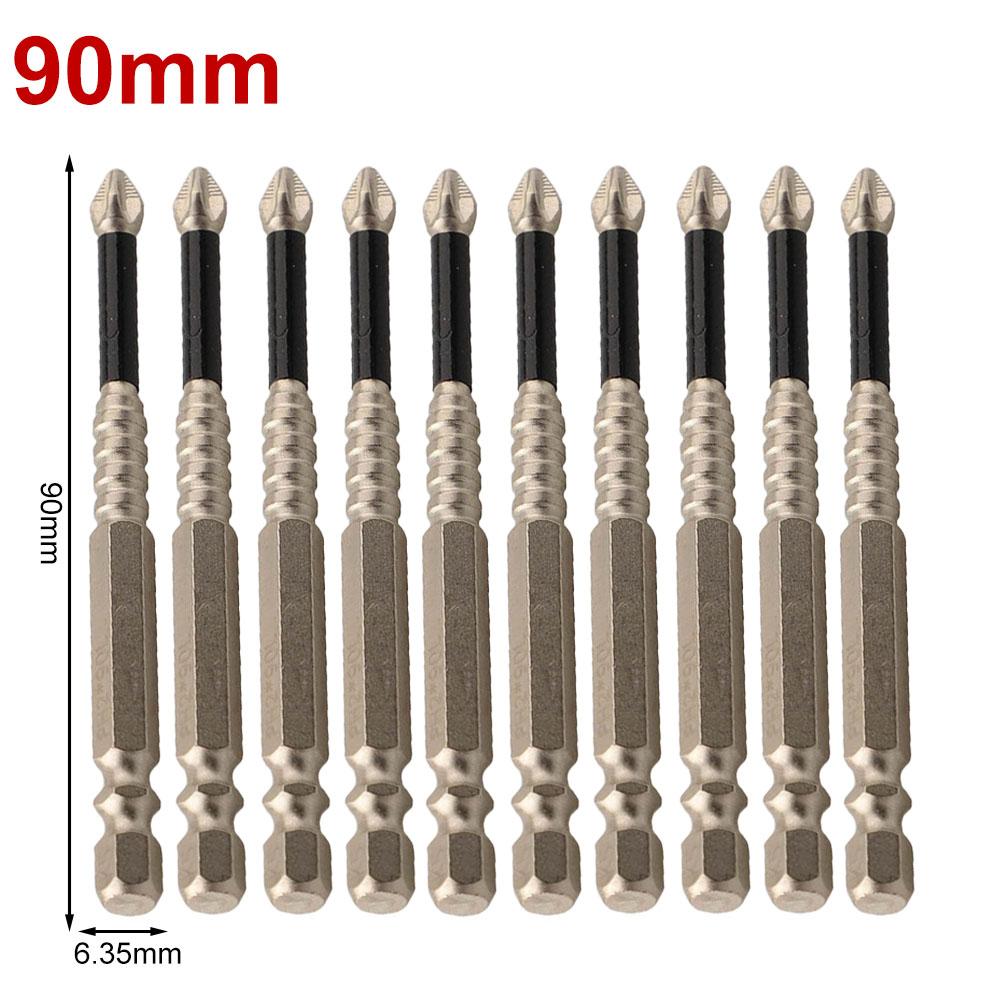 10 Stück/Satz PH2 Magnetische Kreuzschlitz-Schraubendreherbits Legierter Stahl Rutschfest Lange Bohrer Für Elektroschrauber Handbohrmaschinen