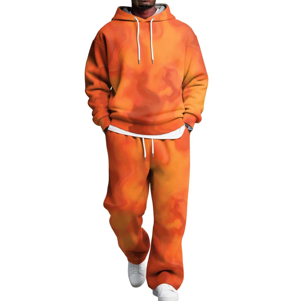 Men's Hoodie and Sweatpants Set with Elastic Waist, Casual Two Piece Outfit