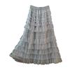 Elegant French Ruffled Multi-layered A-line Fluffy High-waisted Pleated Skirt for Women - Autumn 2025 Collection