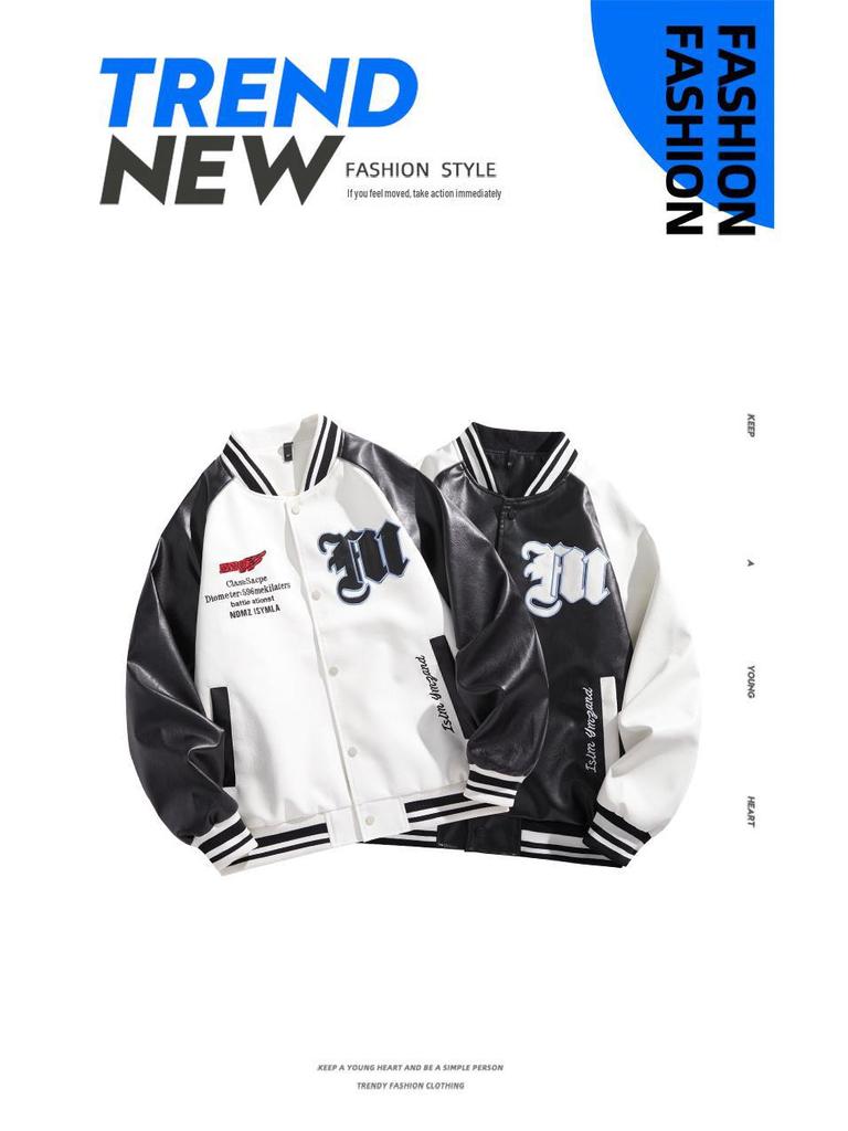 Men's American Retro PU Leather Baseball Jacket - Spring/Autumn Pilot Style