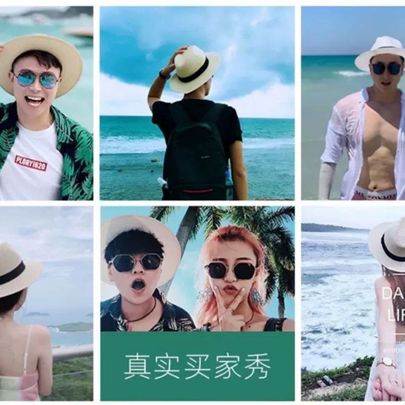 Panama straw hat summer new sun hat women's beach hat sun hat straw sun hat top hat men