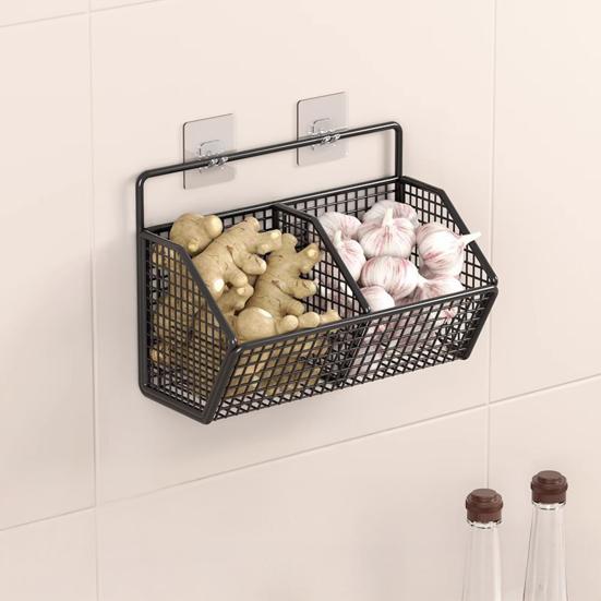 Storage Rack Wall Mounted Organizer with 360° Ventilation And Compartments Design Storage Basket for Kitchen