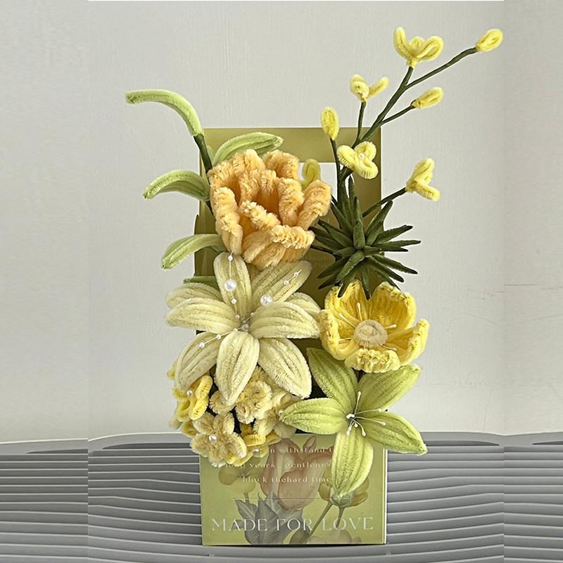 Kit de bouquet de fleurs avec attache torsadée fait main - Cadeau DIY pour enseignants et amis