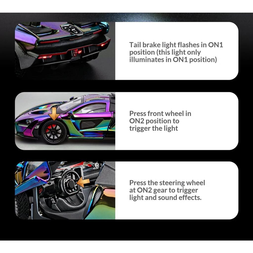 1/24 McLaren Electroplated Version of Senna Alloy Car Model Pull Back Children's Fun Play Parent-child Interactive Car