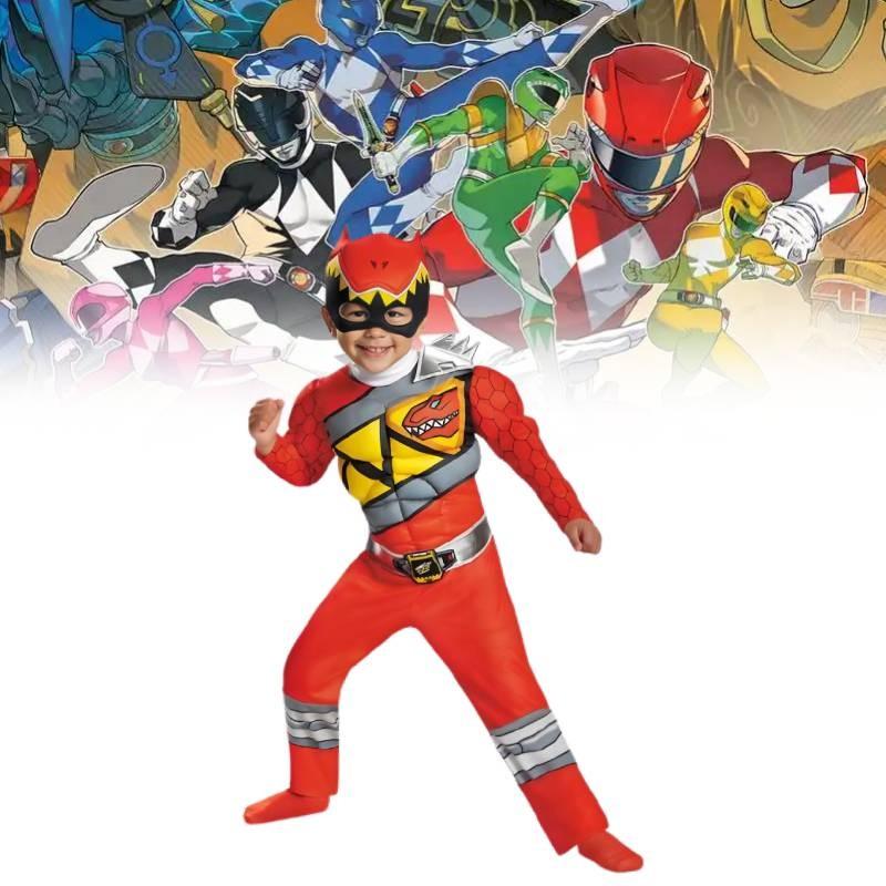 Power Morphin Mighty Rangers Cosplay Costume Jumpsuit Kids Halloween Party Gift
