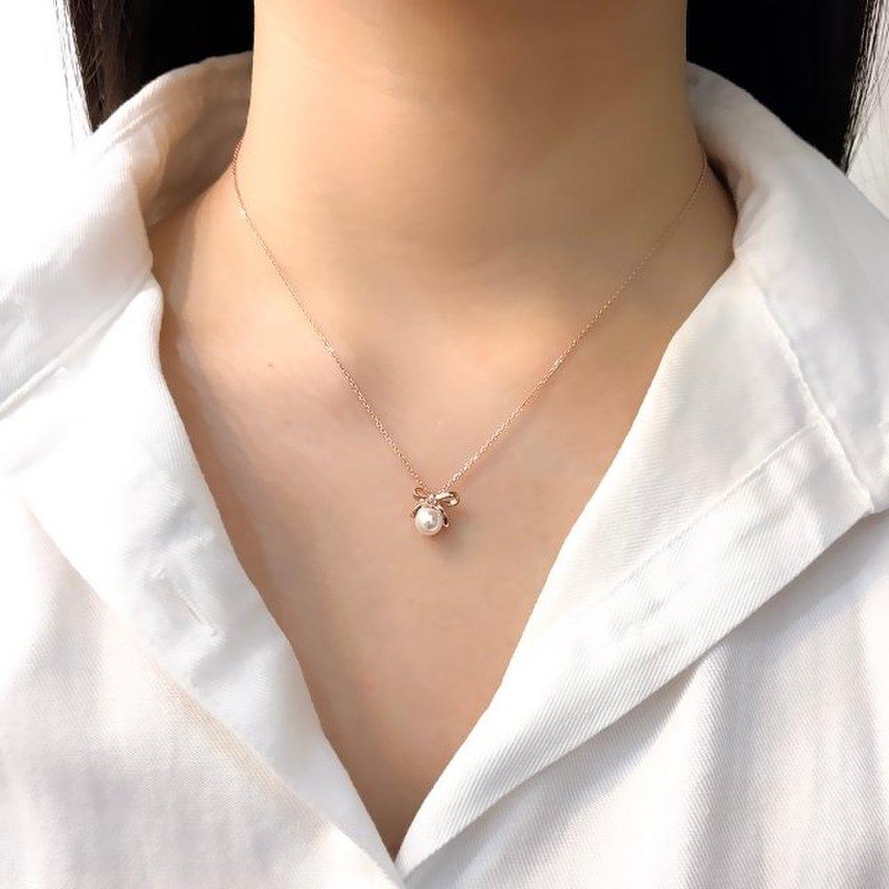 [Opalhouse] 925Silver Ribbon Pearl Necklace Opqun5385