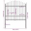 VidaXL Garden Fence with Spear-Shaped Top Steel 181 X 175 Cm Black 144944