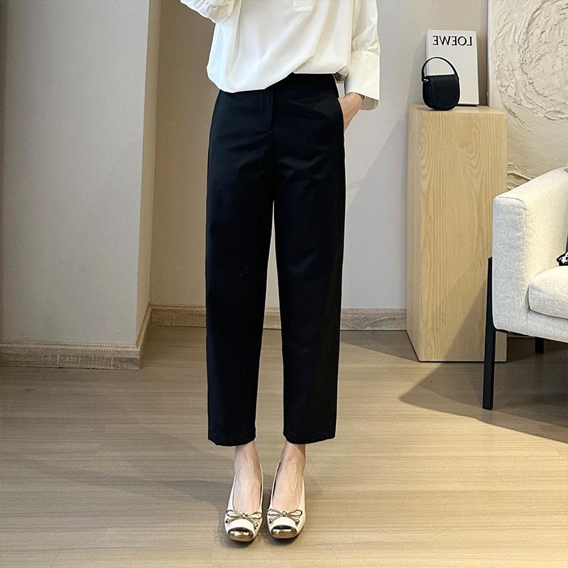Women's High Rise Tapered Pants Regular Fit Elegant Commuter Wrinkle Free Polyester Ankle Length No Iron Harem Trousers Autumn Daily Casual Pants
