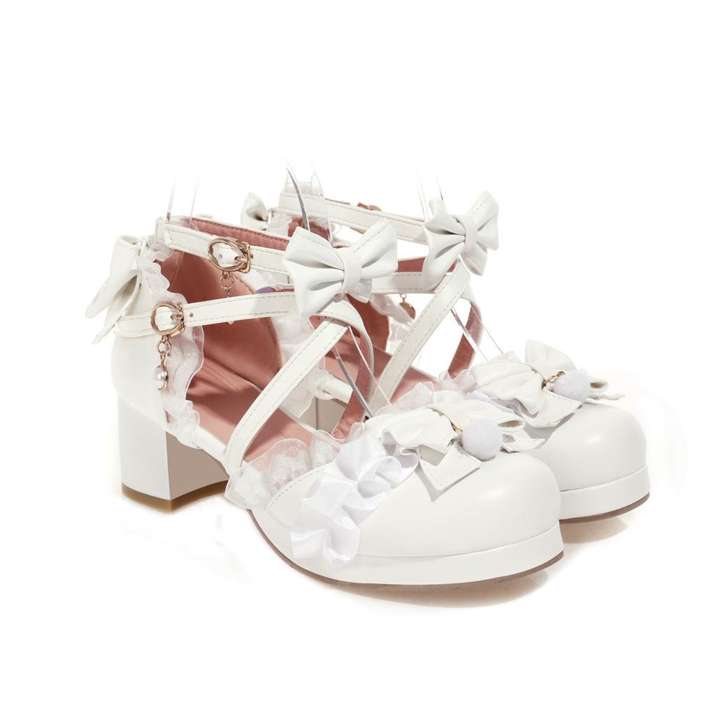 Sandales creuses à talon moyen pour femmes, nouveau produit printemps et été 2025, nœud doux, taille 30-48