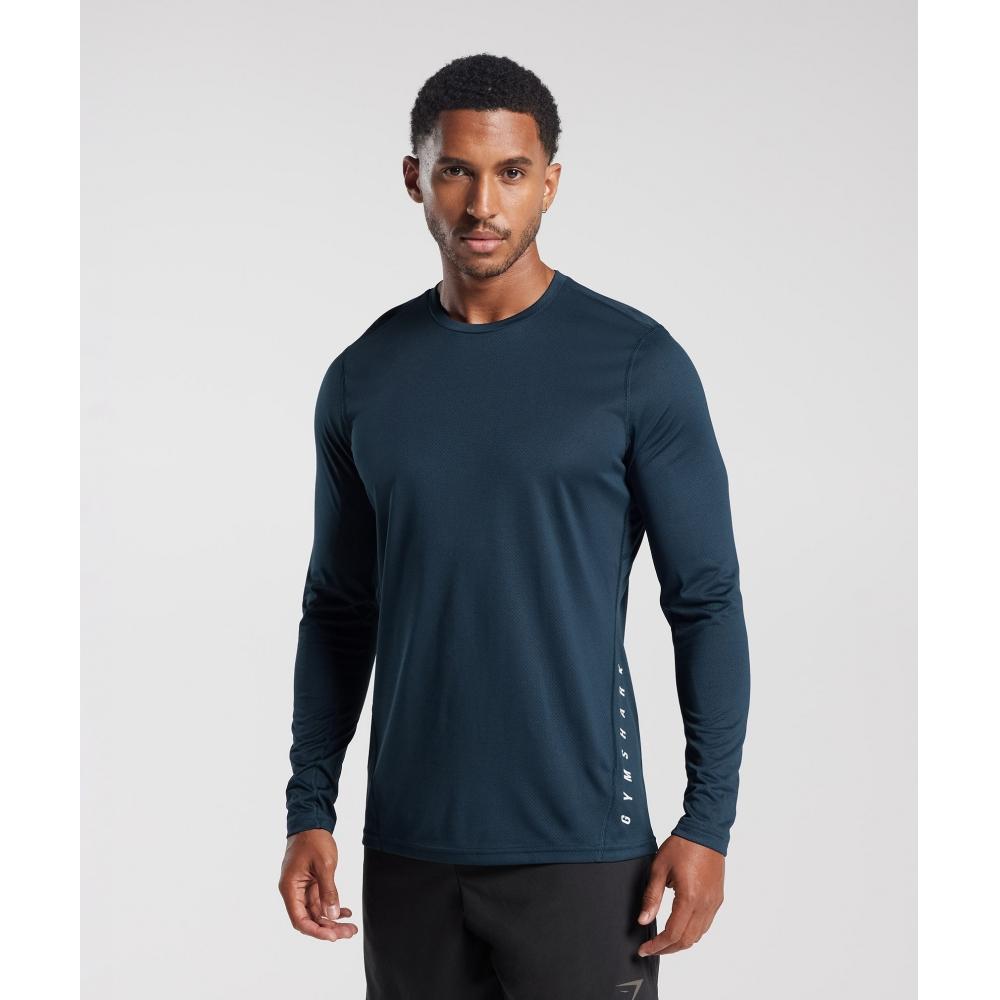

GYMSHARK Спортивная футболка с длинным рукавом Темно-черная Marl A2A7L UCC1