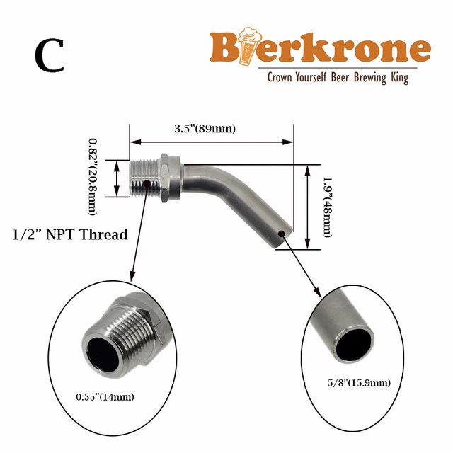 Craft Beer Keg Immersion Tube with 1/2'' NPT Male Thread Fitting