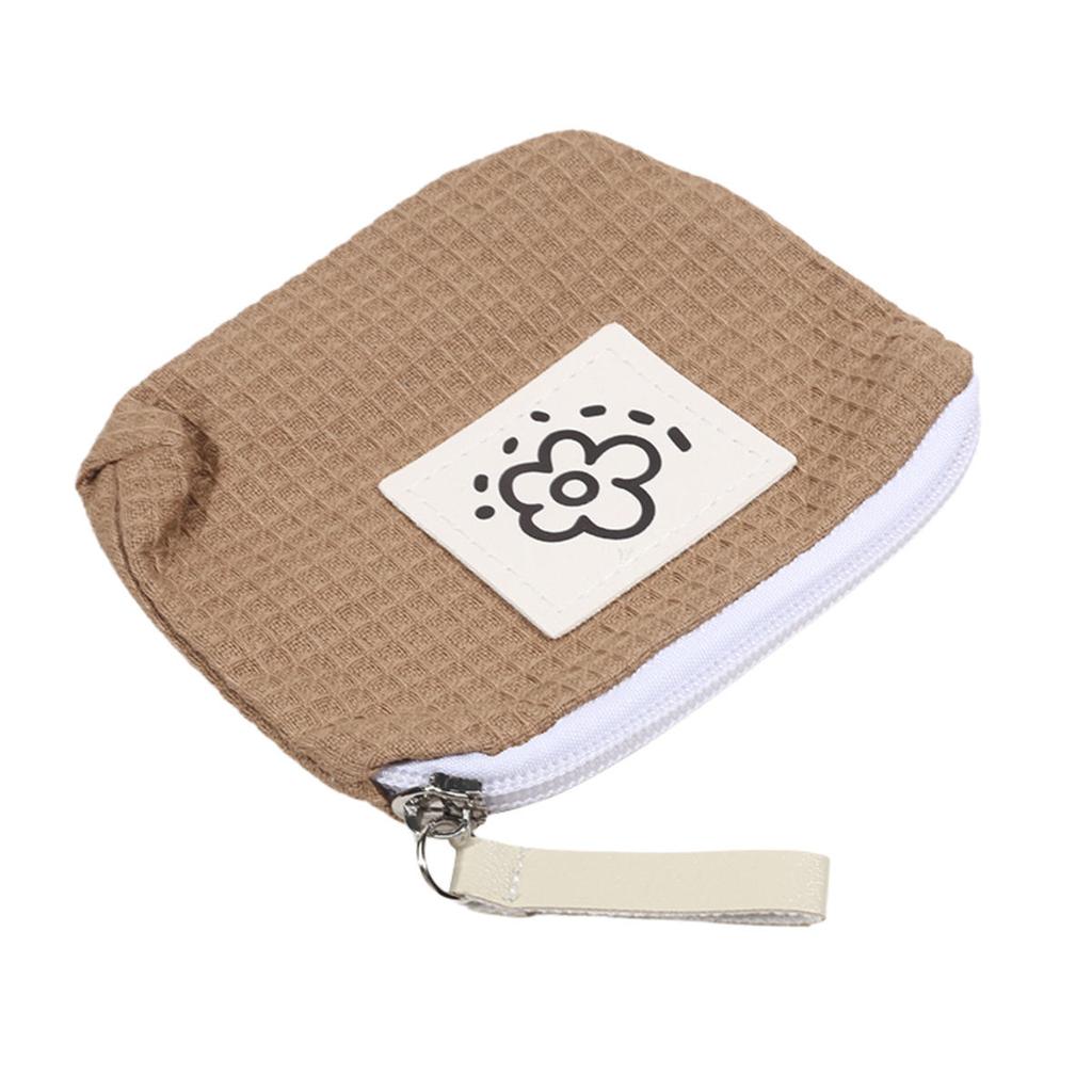 Portable Floral Mini Makeup Bag Polyester Zipper Small Coin Purse Square Soft Lipstick Headphones Key Storage Bag