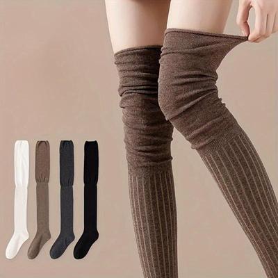 Kniestrümpfe Damen Warm Lange Socken JK Einfarbig Oberschenkel Beinwärmer Lange Stiefel Gespleißte Knieschutz Strümpfe