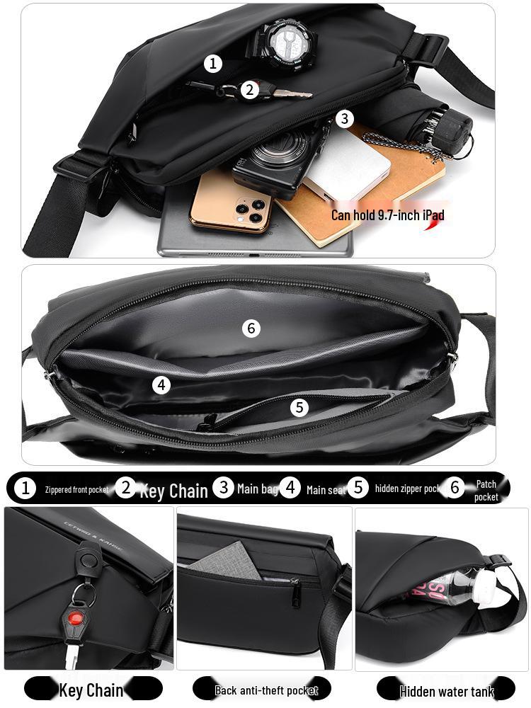 Men's Waterproof Crossbody Bag - 2026 Cycling & Workwear Fashion, Oxford Cloth, Chest & Shoulder Bag for Commuting